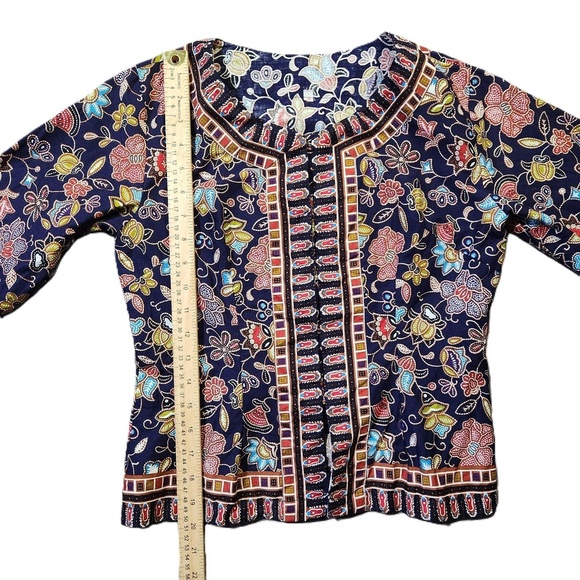 Singapore Asian Flight Attendant Floral Blouse Small - Picture 15 of 16